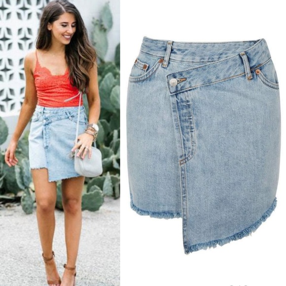 Topshop Dresses & Skirts - TOPSHOP Deconstructed Wrap Denim Mini Skirt
